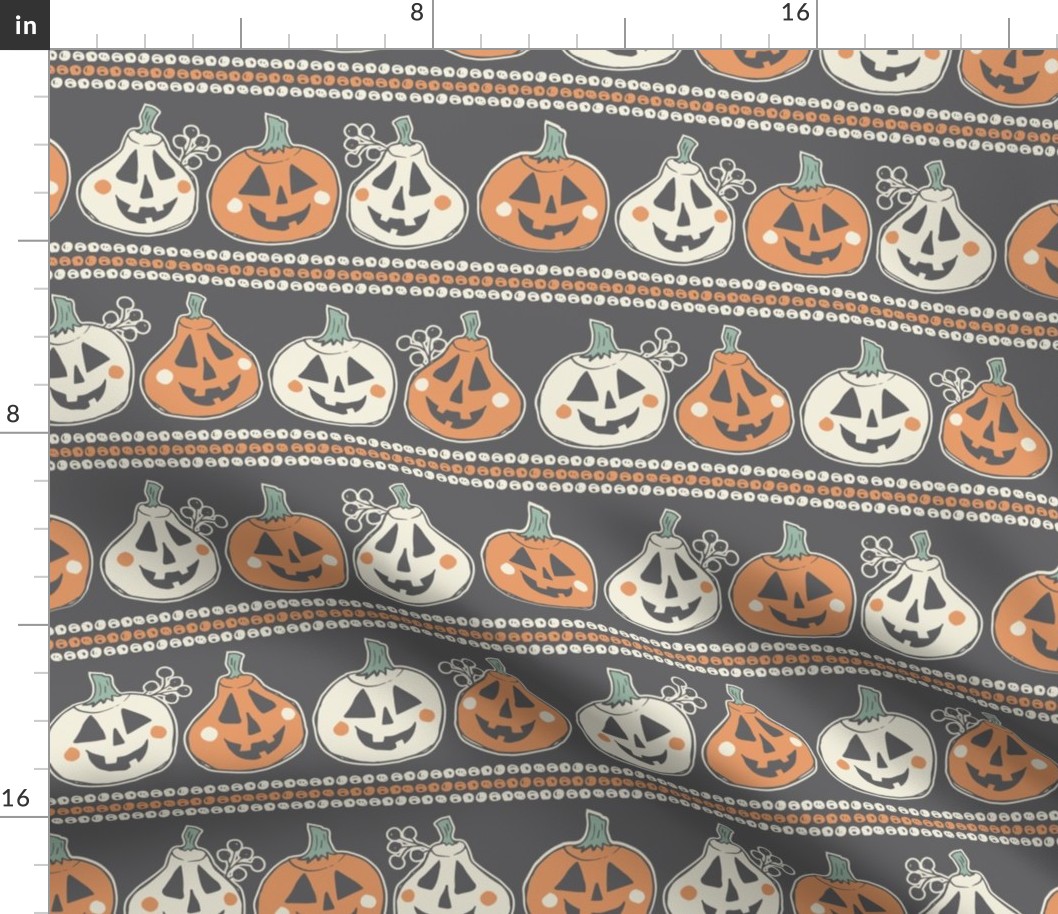 Large, Cute Halloween Jack-o-Lantern Pumpkin Stripes