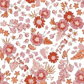 Autumn Floral - Pink, Terracotta, Blush