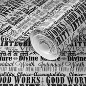 LDS Young Women Values Subway Art Fabric - Black and White