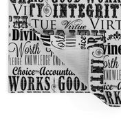 LDS Young Women Values Subway Art Fabric - Black and White