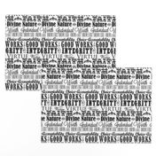 LDS Young Women Values Subway Art Fabric - Black and White