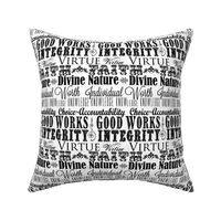 LDS Young Women Values Subway Art Fabric - Black and White