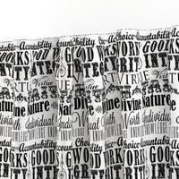 LDS Young Women Values Subway Art Fabric - Black and White