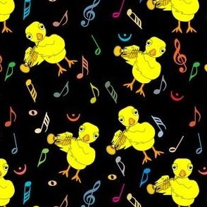  Trumpet Chick Music Notes Black