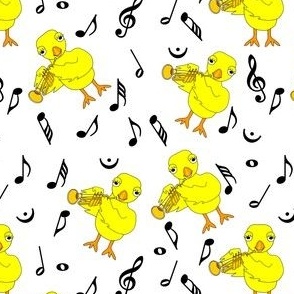 Trumpet Chick Music Notes White