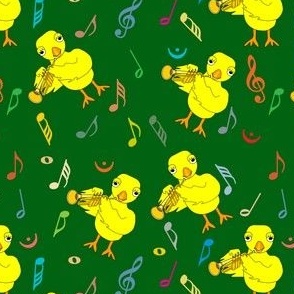  Trumpet Chick Music Notes Green