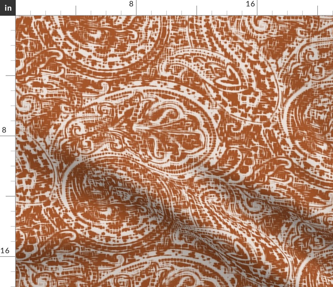 SUNNY ikat paisley rusty neg