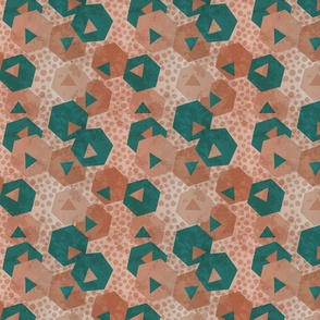 Dirty 90s Hexagons Giraffe Dots Geometric Tan Rusty Brown Multi