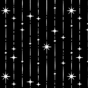 Pinstripe Stars - Black White