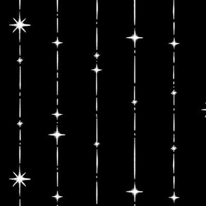 Pinstripe Stars Double Spaced - Black White