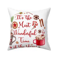18x18 Pillow Sham Front Fat Quarter Size Makes 18" Square Cushion Cover It's The Most Wonderful Time of the Year Christmas Comforts 