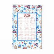 2025 Calendar Wall Hanging Fat Quarter Tea Towel Size Meet Me in Wonderland