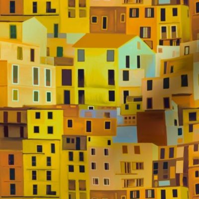 Small scale Italian town Amalfi Coast yellow