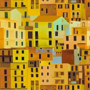 Small scale Italian town Amalfi Coast yellow
