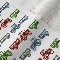 Small Scale Farm Tractors and Wagons in Red Blue Green Grey 