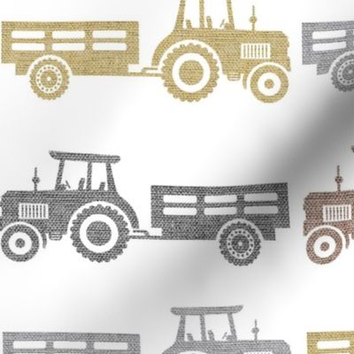 Large Scale Farm Tractors and Wagons Neutral Colors