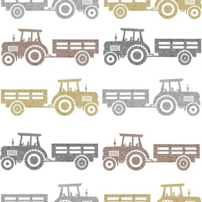 Large Scale Farm Tractors and Wagons Neutral Colors