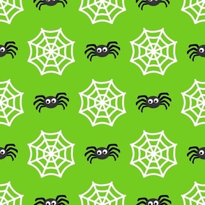 Medium Scale Halloween Spiders and Webs Spiderwebs on Green