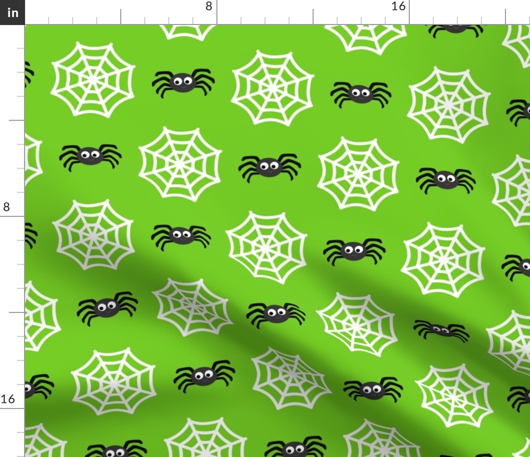 Medium Scale Halloween Spiders and Webs Spiderwebs on Green