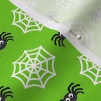 Small Scale Halloween Spiders and Webs Spiderwebs on Green