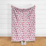 Large Scale Pink Ribbon Floral with Pink Peony Flowers Breast Cancer Awareness