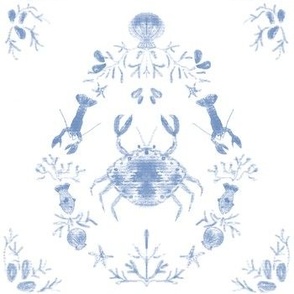 Blue crab toile de jouy