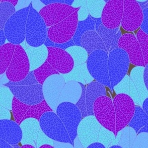 Autumn love leaves blue purple