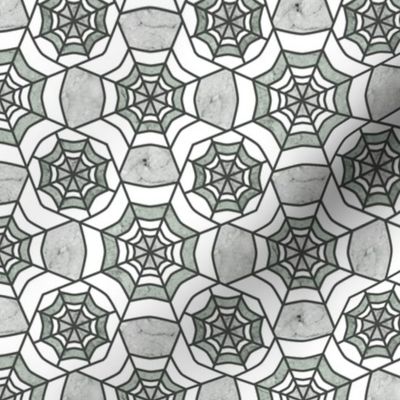 Web Deco- Marble Textured Geometric- White Sea Green Grey- Small Scale