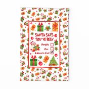 Fat Quarter Panel for Tea Towel or Wall Art Hanging Santa Says You've Been Nice Naughty A Massive Cunt Sweary Sarcastic Adult Humor