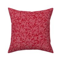 Smaller Scale Damask Floral Pink on Red
