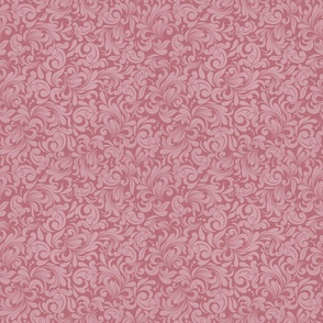 Smaller Scale Damask Floral Mauve Dusty Rose Pink