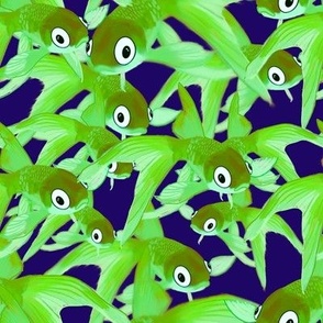 Green  fishies on indigo