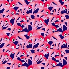 Pink fishies on indigo