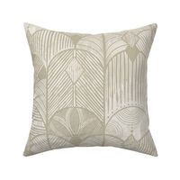 Golden cream  earthy deco neutral geometric -textured hand-drawn tribal Art Deco arches - large