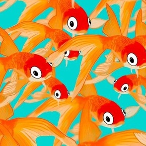 Orange goldfishies on aqua