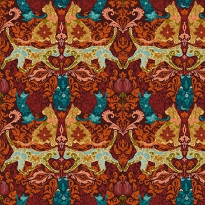 Autumn Cats Damask - Large