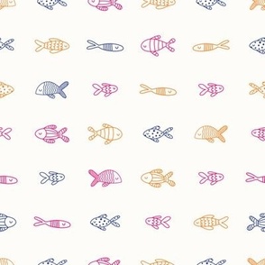 Line art fishes seamless pattern 