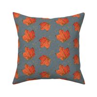 Watercolor Fall Leaves (large) - slate gray and fog blue