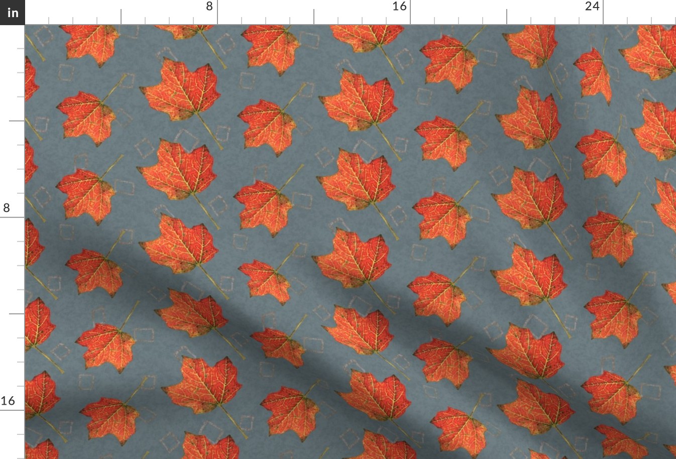 Watercolor Fall Leaves (large) - slate gray and fog blue