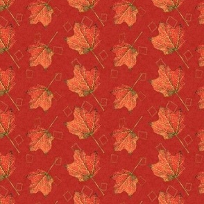 Watercolor Fall Leaves (medium) - poppy red and mustard yellow