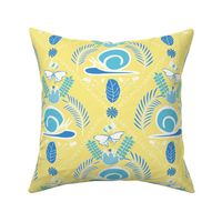 Elegant Snails in Turquoise and White on Yellow