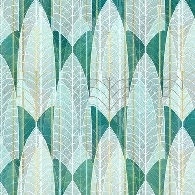 Art Deco Aqua Fabric, Wallpaper and Home Decor