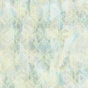 Geometric Deco Mist -- Cloudy White Light Aqua Geometric Art Deco – 171dpi (88% of Full Scale)