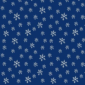 Seasonal Winter Snowflakes Navy Blue and White