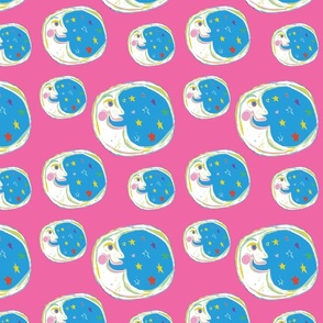 MOON BLUE pink bg