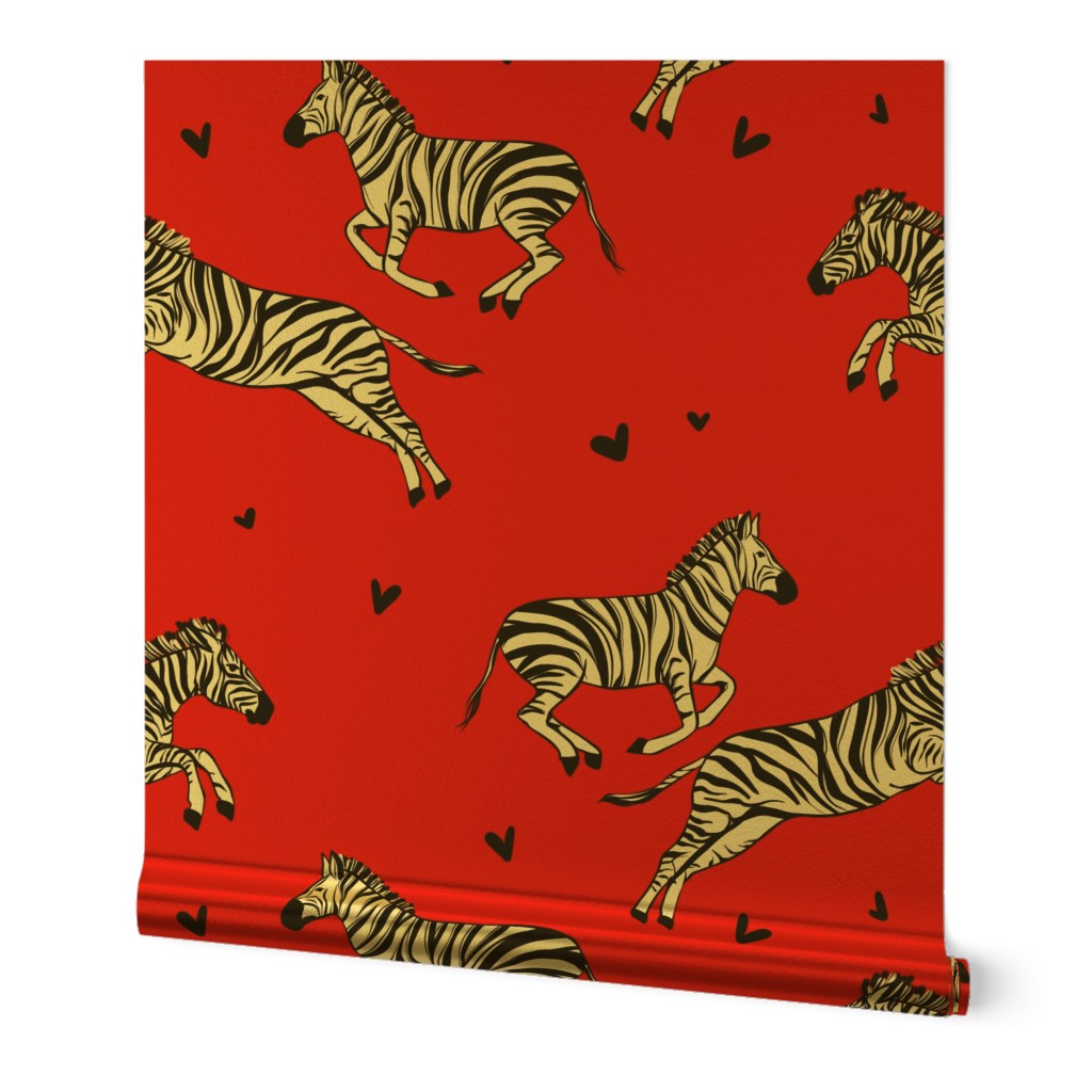 Zebra love safari pattern red