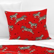 Zebra love safari pattern red