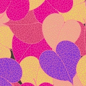 Autumn heart leaves