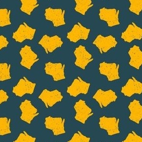Wisconsin State Tossed | Small Scale | Navy Blue and Yellow / Gold Wisconsin | Cheesehead | Wisconsinite 