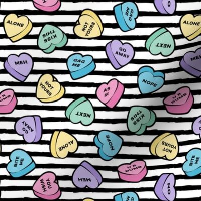 (large scale) anti-valentine's day candy - heart - black stripes - C21